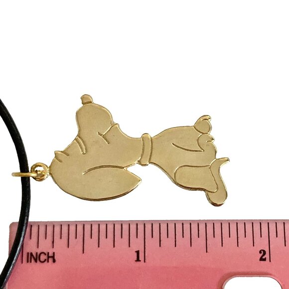 Vintage Snoopy Necklace Pendant Gold Tone Peanuts Cartoon Dangle Dog Peanuts 24" - Picture 6 of 12